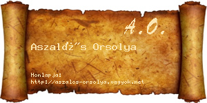 Aszalós Orsolya névjegykártya